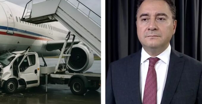 Ali Babacan’ın yolculuk yapacağı uçağa merdiven aracı çarptı