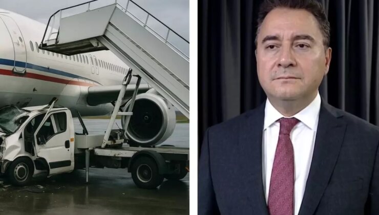 Ali Babacan’ın yolculuk yapacağı uçağa merdiven aracı çarptı