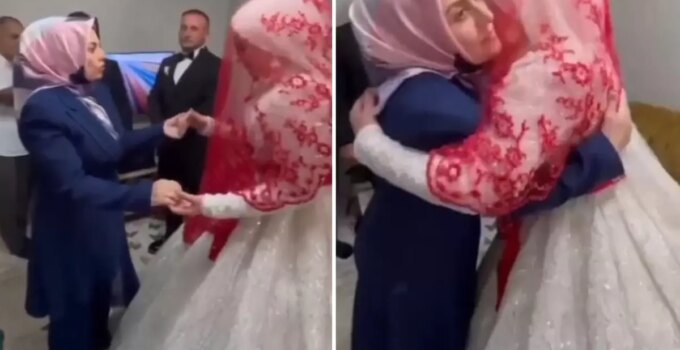 Annenin gelinlikle evden çıkan kızına söylediği sözler tartışma yarattı