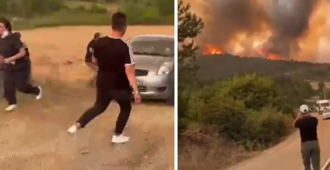 Bursa’da yangın yerleşim yerlerine sıçradı! İşte vatandaşların alevlerden kaçtığı anlar