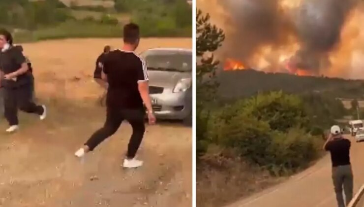 Bursa’da yangın yerleşim yerlerine sıçradı! İşte vatandaşların alevlerden kaçtığı anlar