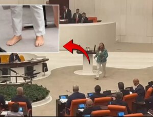 CHP’li Semra Dinçer Meclis kürsüsüne çıplak ayakla çıktı