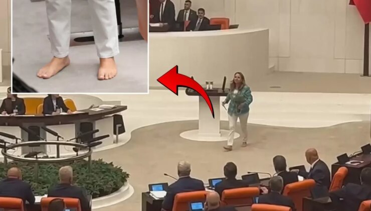 CHP’li Semra Dinçer Meclis kürsüsüne çıplak ayakla çıktı