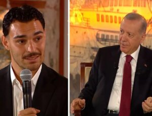 Cumhurbaşkanı Erdoğan ile milli futbolcu Kaan Ayhan arasında gülümseten diyalog
