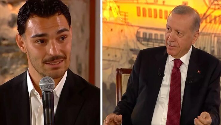 Cumhurbaşkanı Erdoğan ile milli futbolcu Kaan Ayhan arasında gülümseten diyalog