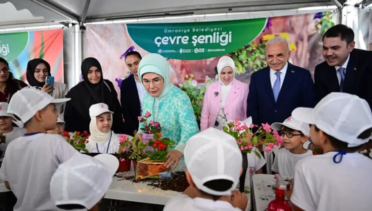 Emine Erdoğan Çevre Şenliği’ne katıldı, çocuklarla teraryum yaptı