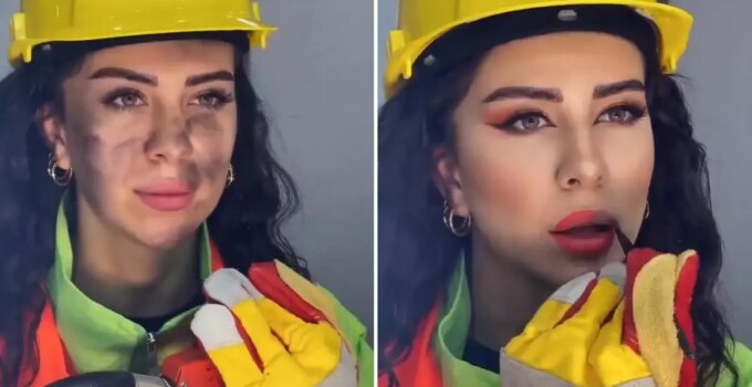 Fenomenin "İtfaiyeci makyajı" izleyenleri çileden çıkardı