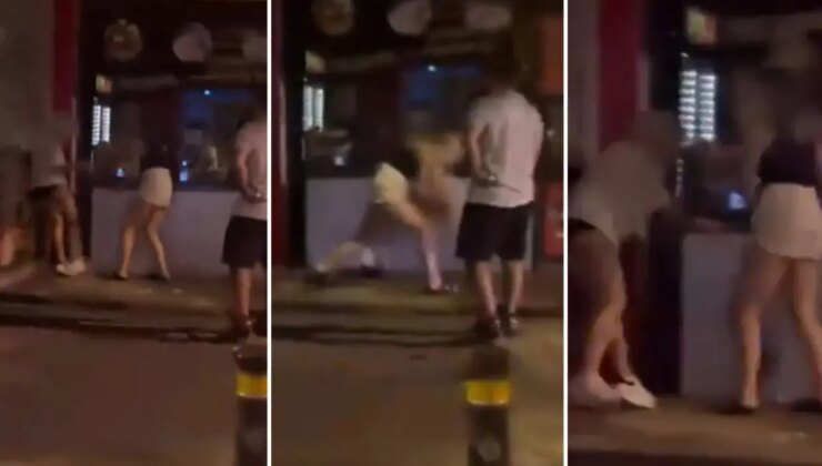 Görüntü Türkiye’den! İki kadın sokak ortasında erkek kavgasına tutuştu