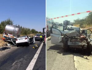 Kamyonla çarpışan otomobil kağıt gibi ezildi: 4 kişi hayatını kaybetti