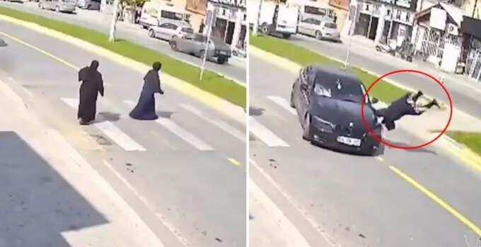 Karşıdan karşıya geçmeye çalışan kadın, hayatını şokunu yaşadı