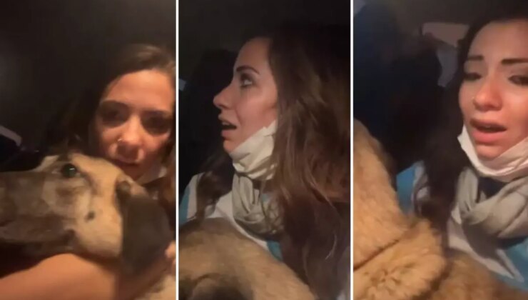 Kucağındaki köpekle alevlerden böyle kaçtı