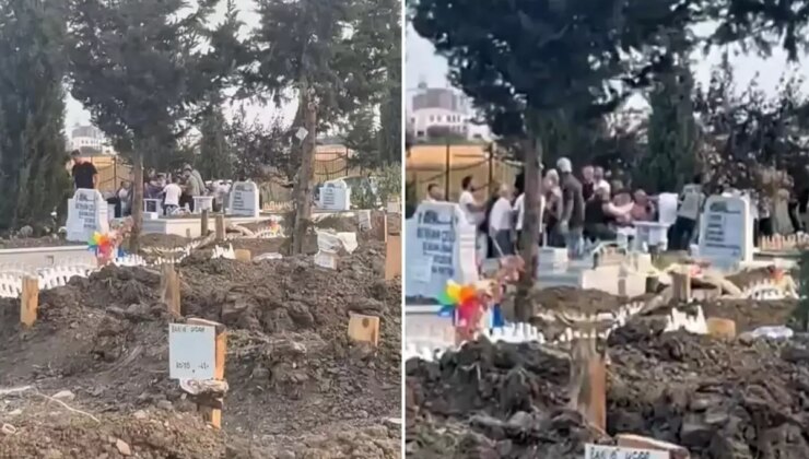 Mezarlıkta kavga: Cenazeyi öylece bırakıp birbirlerine girdiler