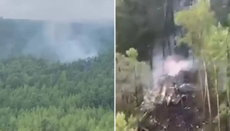 Rusya’da düşen uçağın enkazından ilk görüntüler