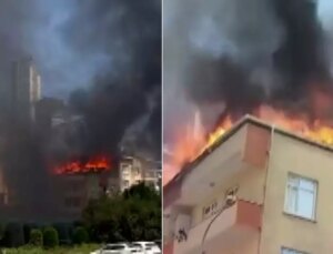 Ümraniye’de 4 katlı binada yangın