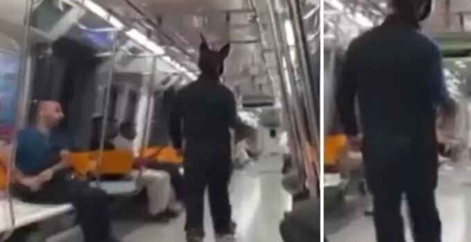 Üstünde tavşan kostümü, elinde oyuncak tüfekle metroya binen şahıs gözaltına alındı