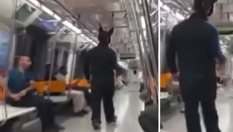 Üstünde tavşan kostümü, elinde oyuncak tüfekle metroya binen şahıs gözaltına alındı