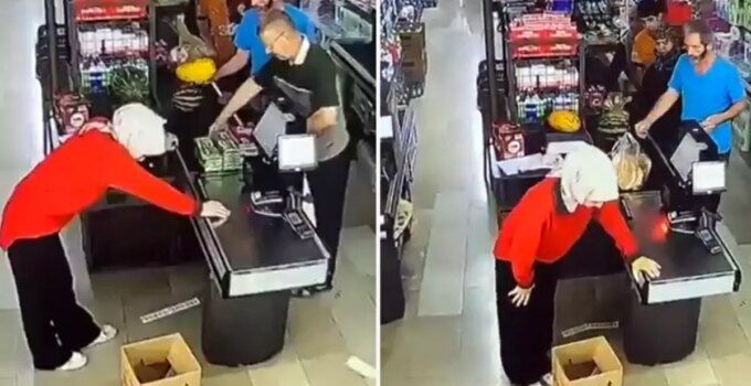 Zincir markette yürekleri sızlatan anlar!