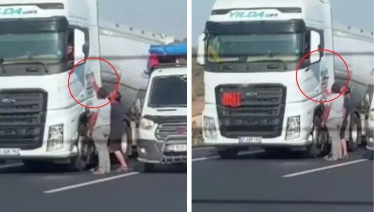 Adana’da otoyolda baltalı tehdit! O anlar kameralarda