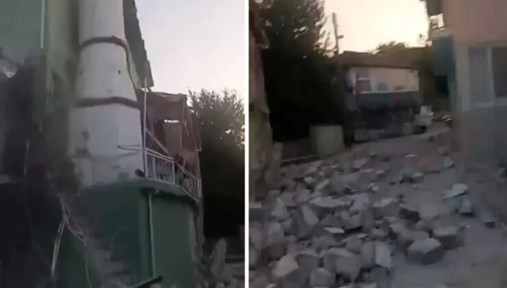 Balıkesir’de 6.1 büyüklüğündeki depremin yarattığı yıkımı çeken vatandaş: Allah’ım her yer yıkıldı!