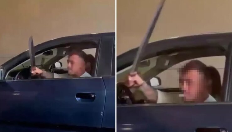 Camdan kılıç savurup trafikte terör estirdi