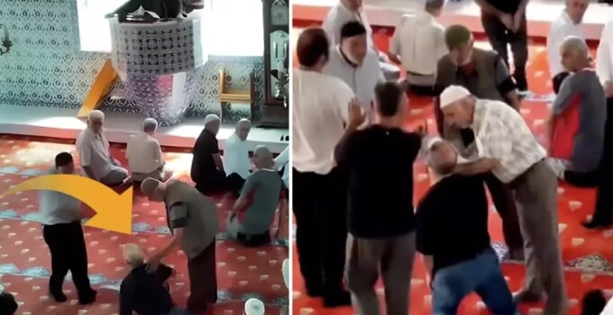 Camide istenmeyen görüntüler: İmamın uyarısı da işe yaramayınca dışarı çıkarıldılar