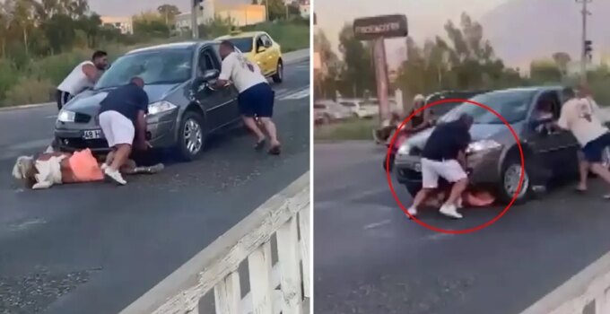 Dehşete düşüren görüntü Türkiye’den: Önce çarptı, ardından ezerek üzerinden geçmeye çalıştı