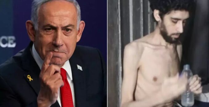 Dünya İsrailli esirin videosunu konuşuyor! Netanyahu zorda, halk sokağa döküldü