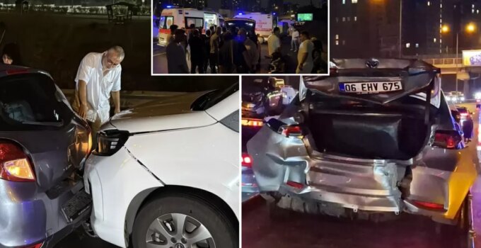 Eyüpsultan’da 16 araç birbirine girdi, yaralılar var
