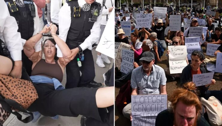 İngiltere’deki Filistin’e destek gösterilerine katılan 466 kişi gözaltına alındı