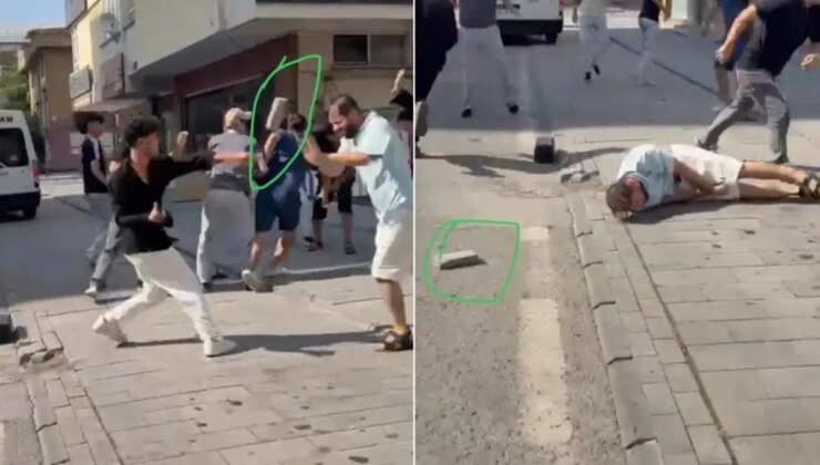 Kavga ettikleri kişiyi taşla bayılttılar! Dehşet anları kamerada
