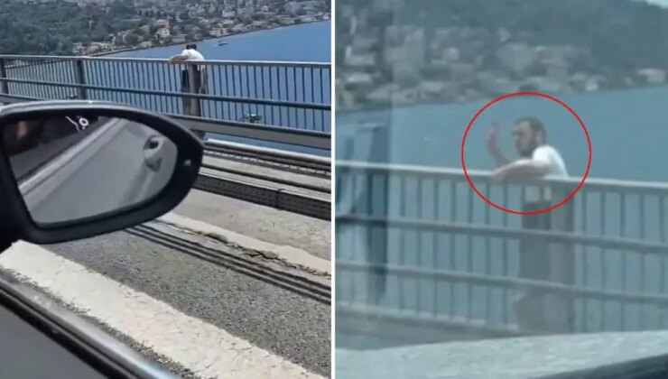Köprüye çıkan şahıs, el salladıktan sonra kendini boşluğa bıraktı