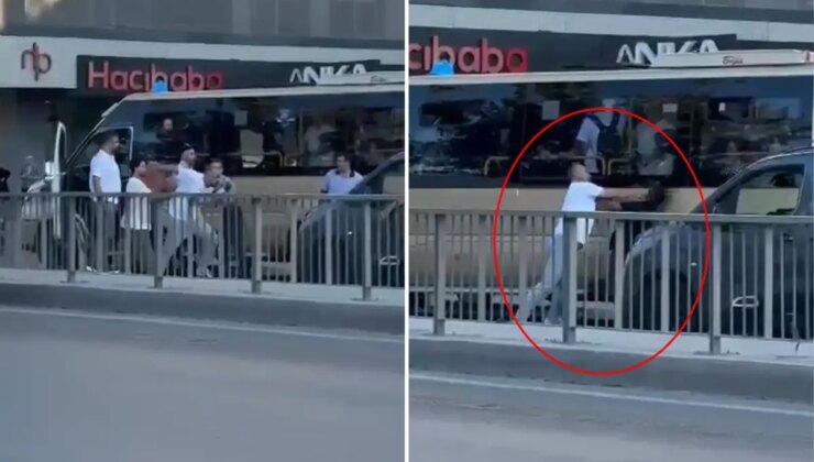 Minibüs şoförü kendisine korna çalan sürücüyü tekme tokat dövdü