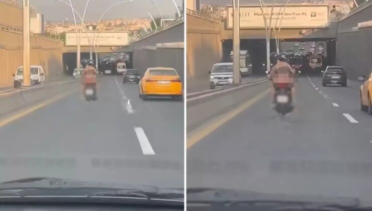 Motosikletin arkasında, iç çamaşırıyla seyahat etti