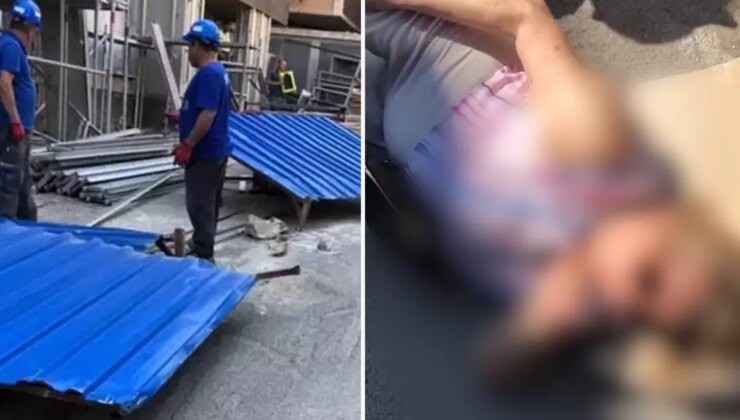 Rüzgarda savrulan demir pano, kadına çarptı