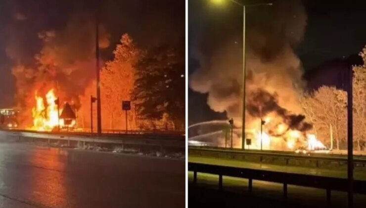 Tehlikeli anlar! Dorsesinde yangın çıkan tır alevlerle 8 kilometre ilerledi