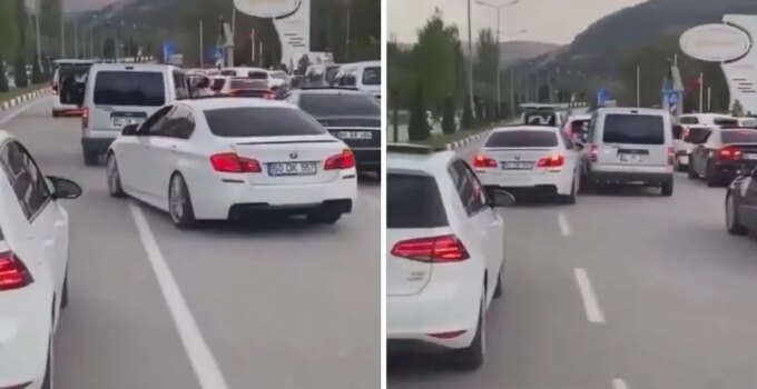 Tek derdi konvoyda öne geçmek! Yaptığı hareket ise akılalmaz