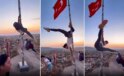 Türk bayrağında direk dansı! Görüntüler Valiliği harekete geçirdi