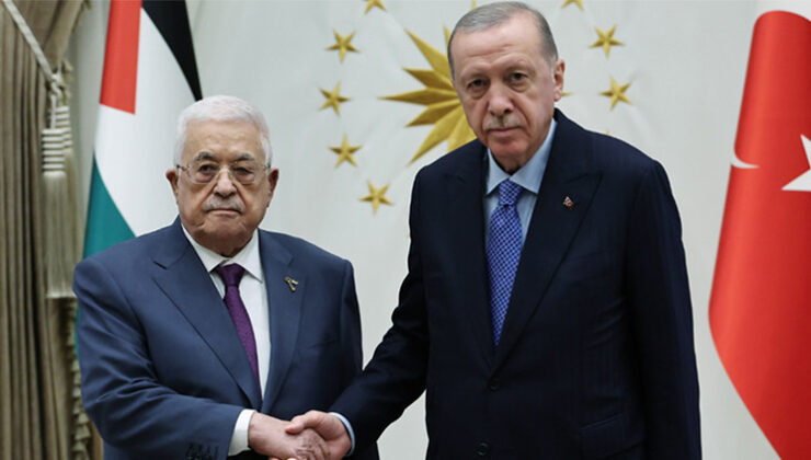 Cumhurbaşkanı Erdoğan, Mahmud Abbas ile görüşüyor