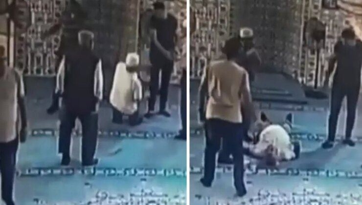 Namaz sonrası bir anda yere yığıldı! O anlar kameralarda