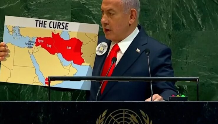 Netanyahu, BM’de kürsüye "Düşman ülkeler" haritasıyla çıktı! İçlerinden biri sürpriz