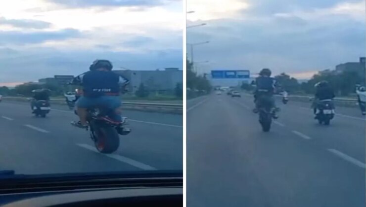 Seyir halindeki trafikte ön kaldırarak gittiler! Tepki yağdı
