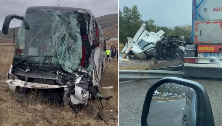 Sivas’ta tır ile yolcu otobüsü kafa kafaya çarpıştı! Çok sayıda yaralı var