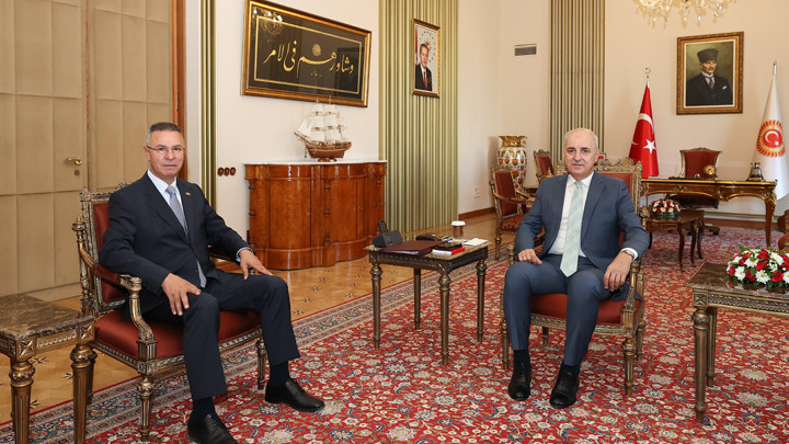 TBMM Başkanı Kurtulmuş, Filistin Büyükelçisi Faed Mustafa’yı kabul etti