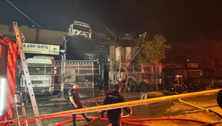 Ankara’da oto tamirhanesinde yangın! İş yerindeki araçlar zarar gördü