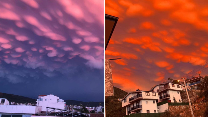 Fethiye’de görsel şölen: Gökyüzünü Mammatus bulutları sardı
