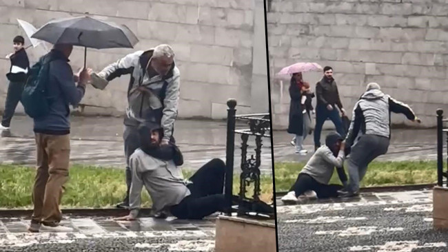 İstanbul’da dehşet! Önce yerde sürükledi sonra kaldırım taşıyla darbetti