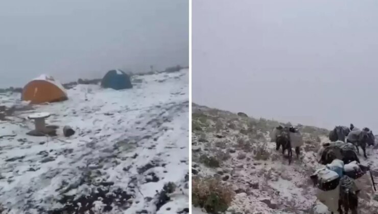 Kar yağışı aniden bastırdı, dağcılar mahsur kaldı