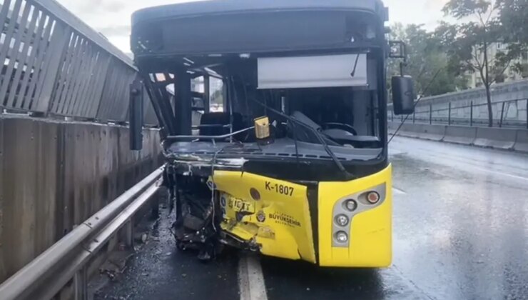 Otobüs bariyerlere çarptı, sürücü alkollü çıktı