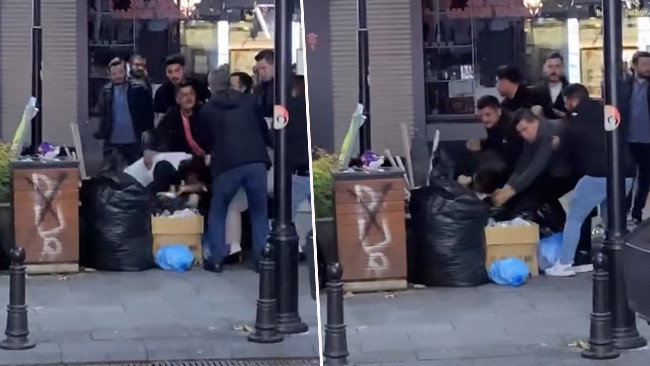 Tartıştığı kişiyi sokak ortasında tekme tokat darp etti! O anlar kameralara yansıdı