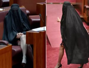 Avustralyalı senatörden provokatif eylem! Kara çarşafla Meclis’e geldi